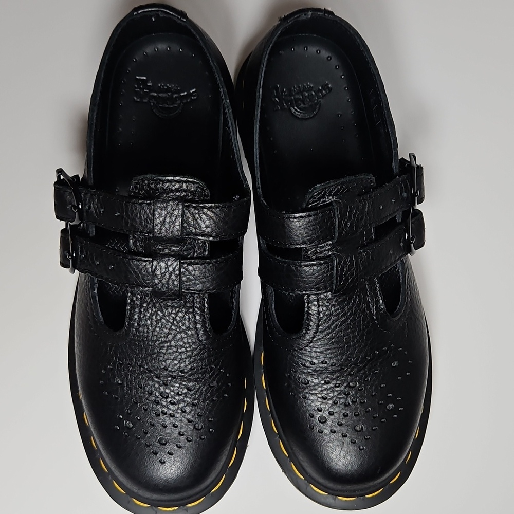 Dr Martens Black Kids Shoes with Buckle Straps - Picture 6 of 7